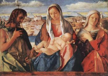 Giovanni Bellini : Madonna and child with St John